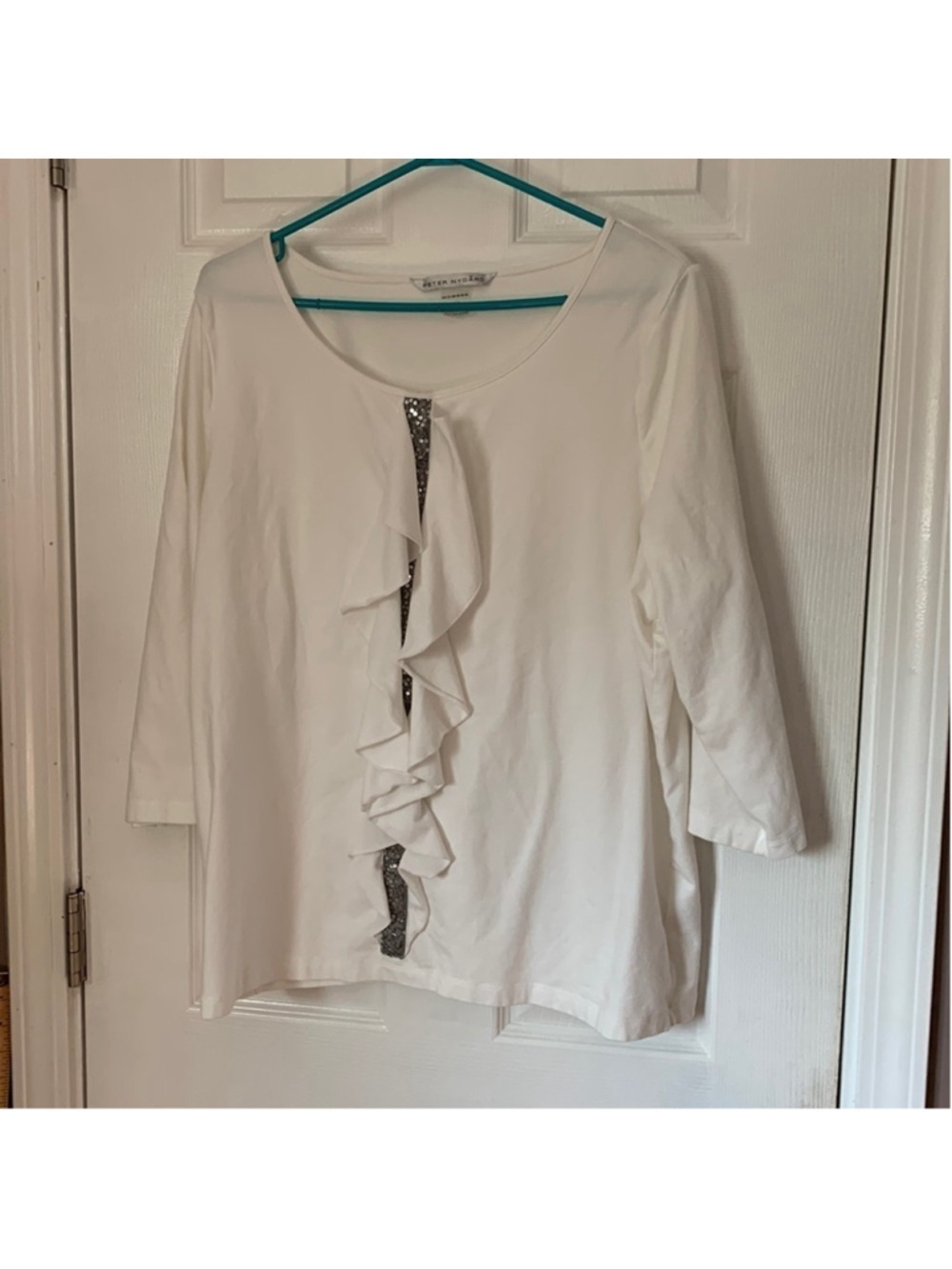 Peter nygard Blouse white sequinned t-shirt 2X